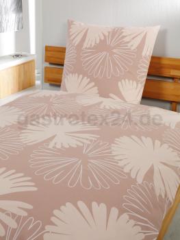 Bettwäsche Doro taupe mit Druck Blumen allover und Hotelverschluß